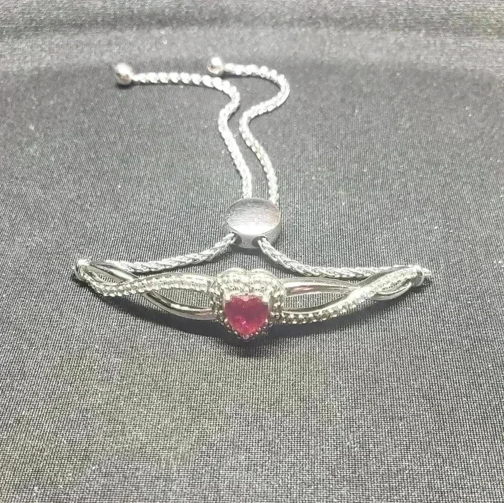Bolo Bracelet Lab-Created Ruby Sterling Silver